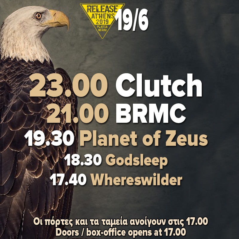 Poster Για την ημέρα των Clutch στο Release Athens Festival 2019
