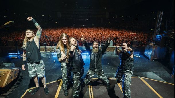 Full metal ticket Release Athens Festival 2020 Sabaton on stage - Joakim Brodén Pär, Sundström Chris, Rörland Hannes, Van Dahl, Tommy Johansson