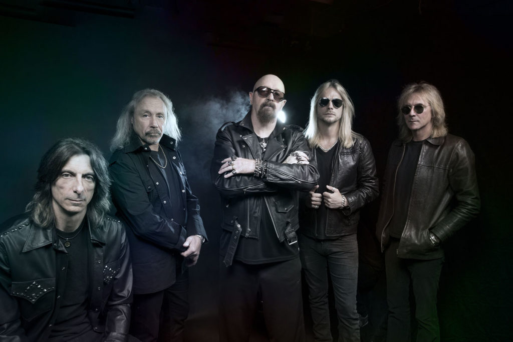 Judas Priest Members Ian Hill, Rob Halford, Glenn Tipton, Scott Travis, Richie Faulkner