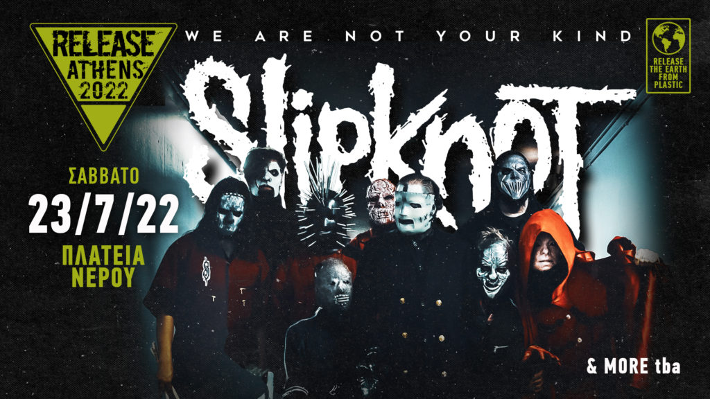 Slipknot Release Athens Festival 2022 Shawn Crahan, Craig Jones, Mick Thomson, Corey Taylor, Sid Wilson, Jim Root, Alessandro Venturella, Jay Weinberg, Michael Pfaff