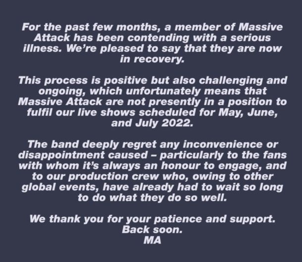 ΑΝΑΚΟΙΝΩΣΗ ΓΙΑ ΤΗΝ ΕΜΦΑΝΙΣΗ ΤΩΝ MASSIVE ATTACK ΣΤΟ RELEASE ATHENS 2022