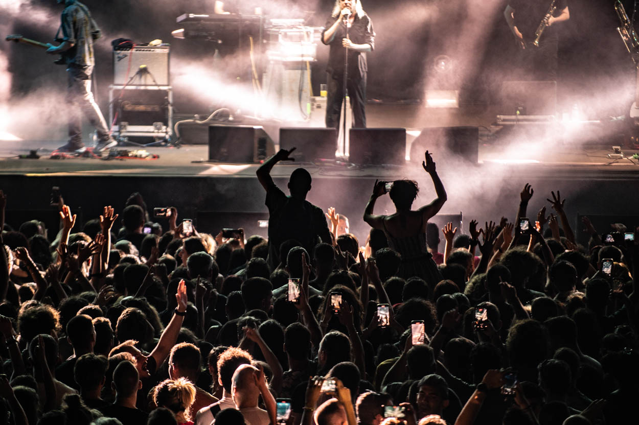 Giannis Aggelakas and the crowd at Release Athens 2022 stage