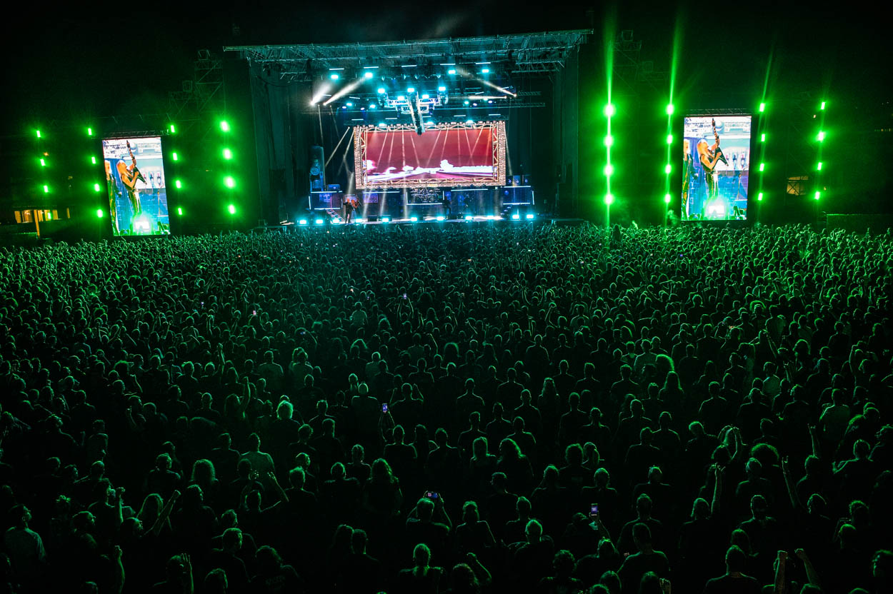 Photo of the stage and the audience at Judas Priest's show