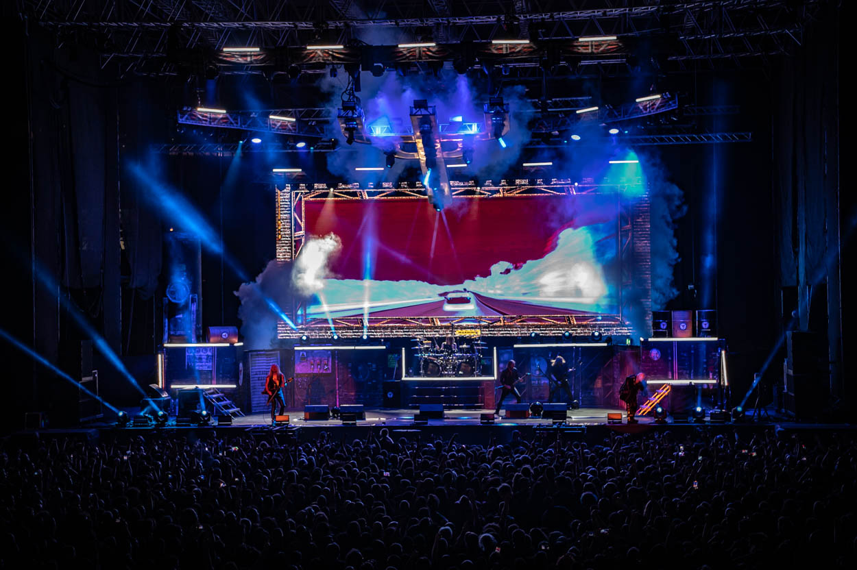 Photo of the stage and the audience at Judas Priest's show