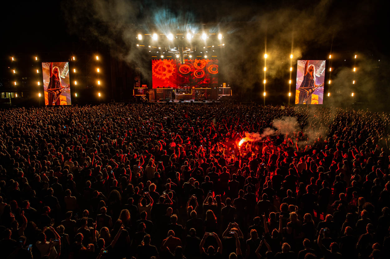 Photo of the stage and the audience at Judas Priest's show