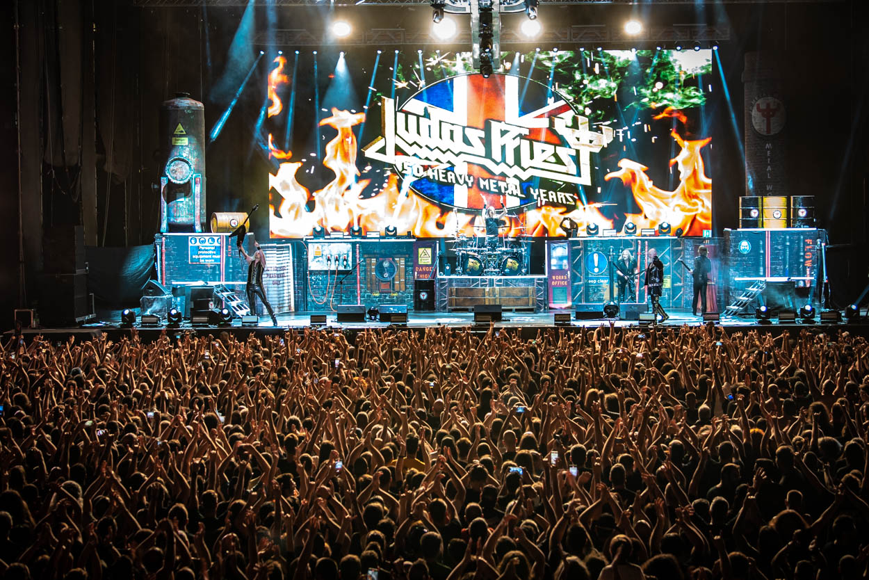 Photo of the stage and the audience at Judas Priest's show