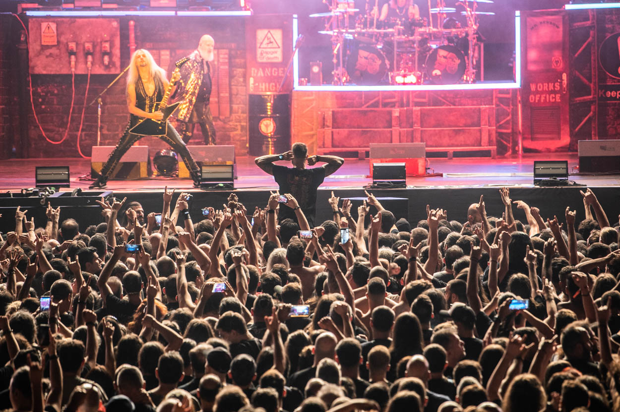 Photo of the stage and the audience at Judas Priest's show