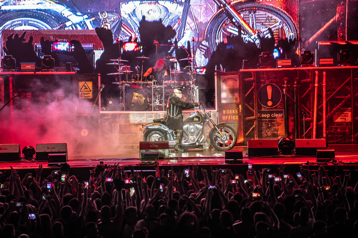 Rob Halford on his motorcycle at Release Athens 2022