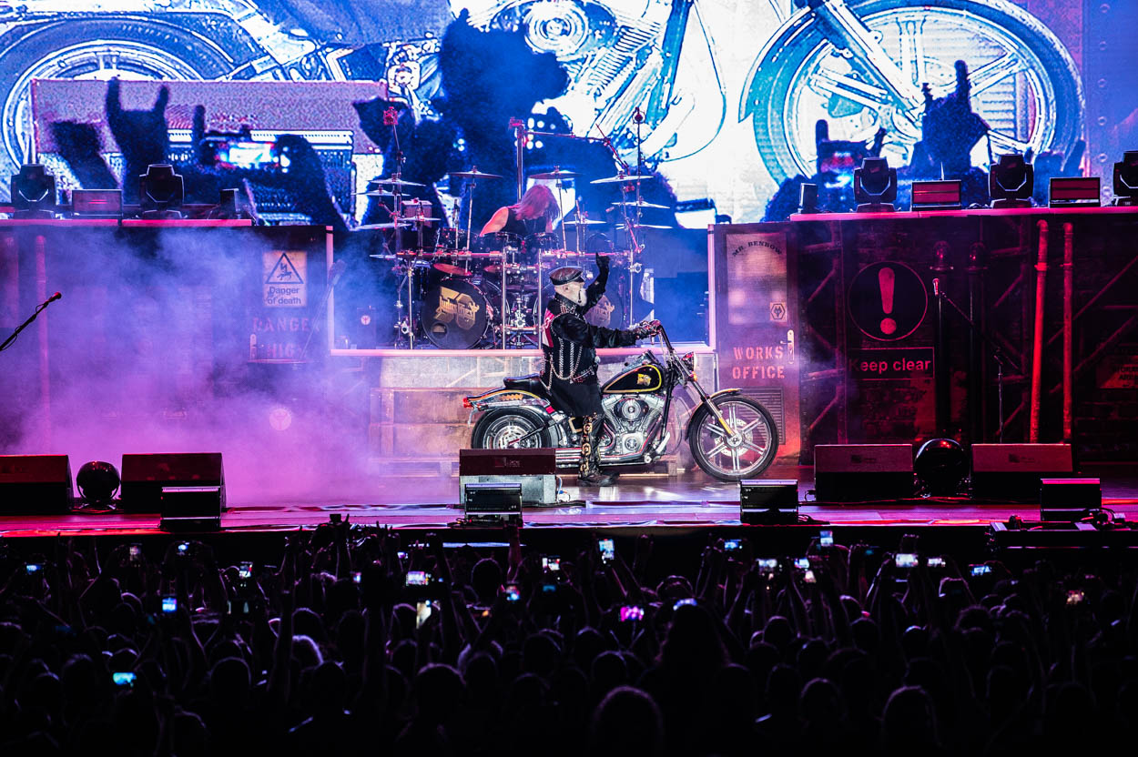 Rob Halford on his motorcycle at Release Athens 2022