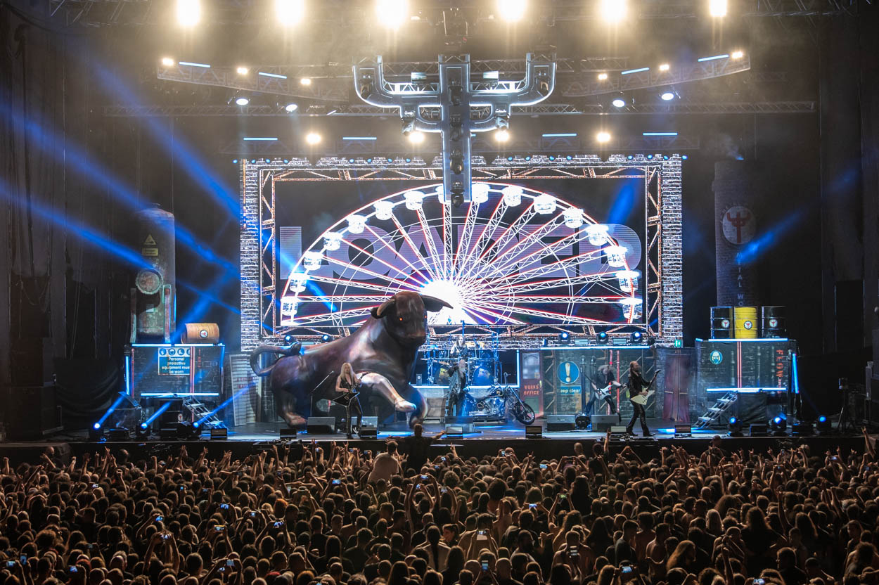 Photo of the stage and audience at Judas Priest's show