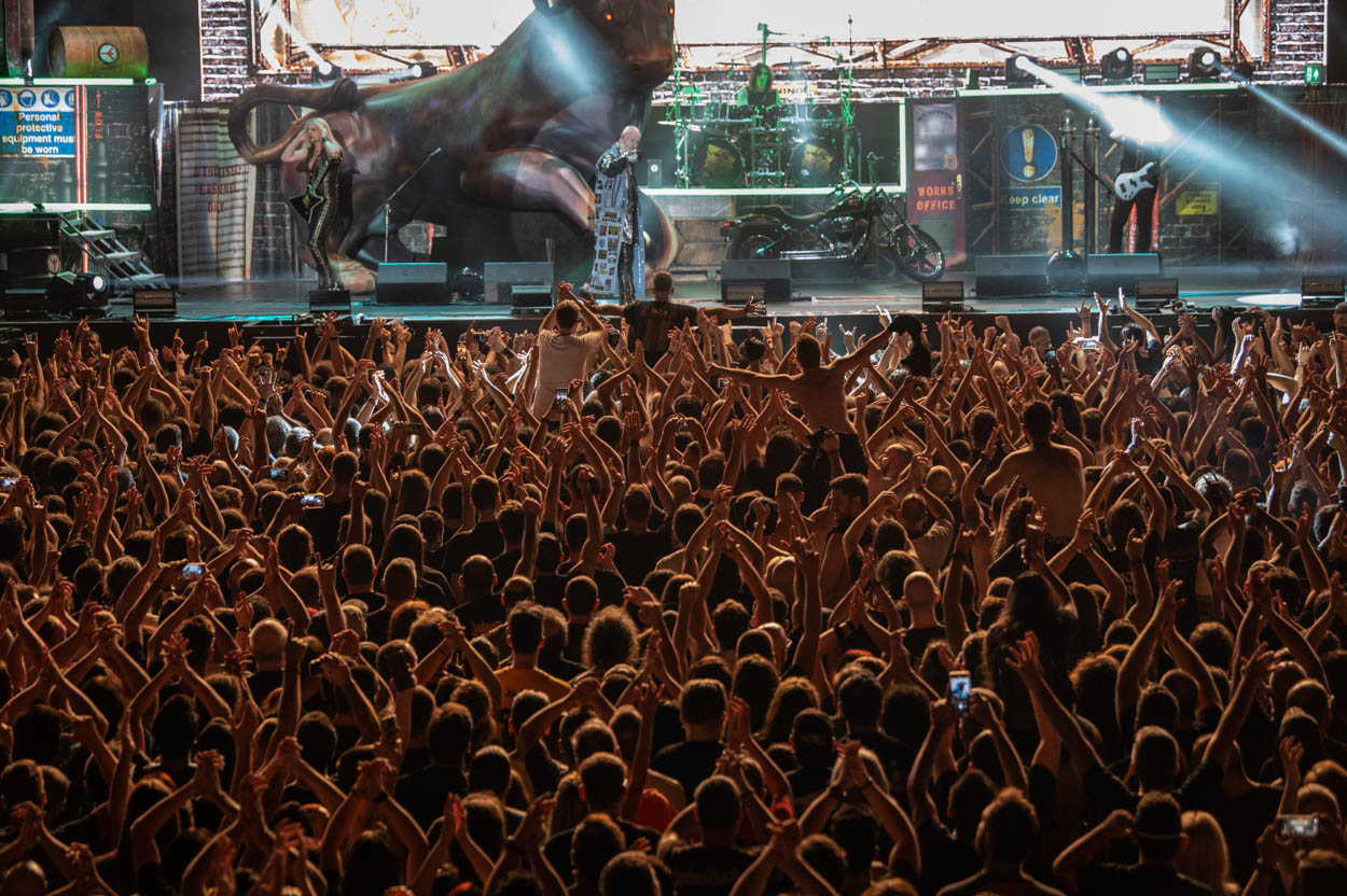 Photo of the stage and audience at Judas Priest's show