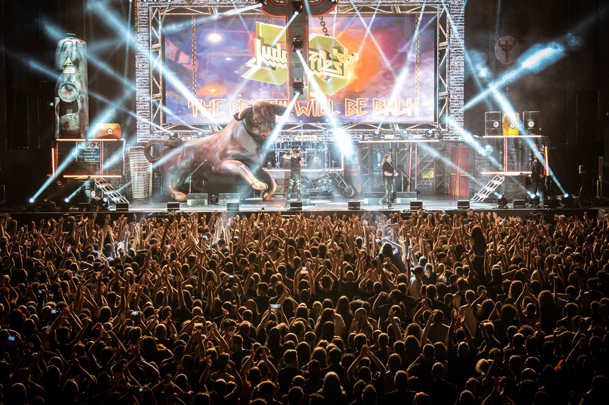 Photo of the stage and audience at Judas Priest's show