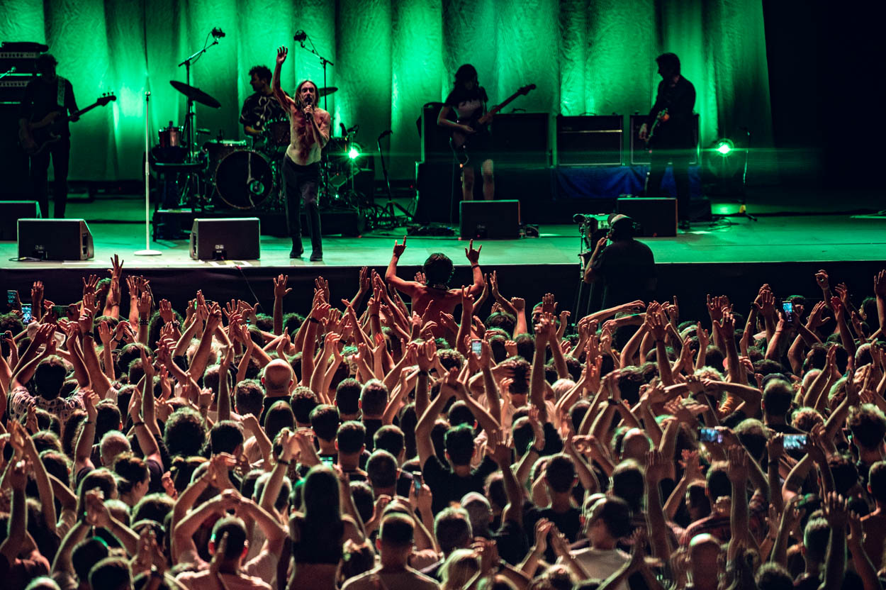 Photo of the audience & Iggy Pop while performing at Release Athens 2022