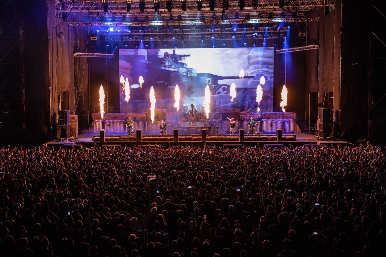 Photo of the the stage while Sabaton performing at Release Athens 2022
