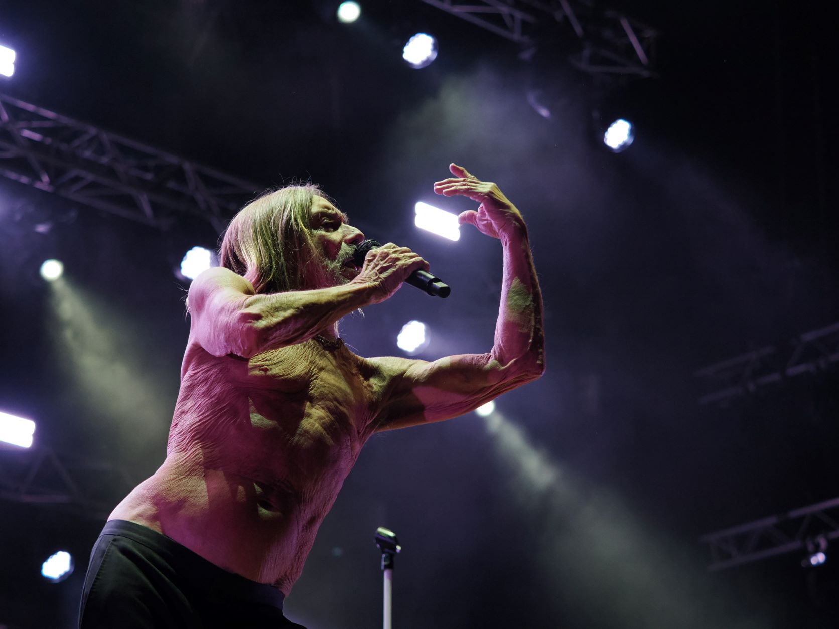 Photo of  Iggy Pop while performing at Release Athens 2022