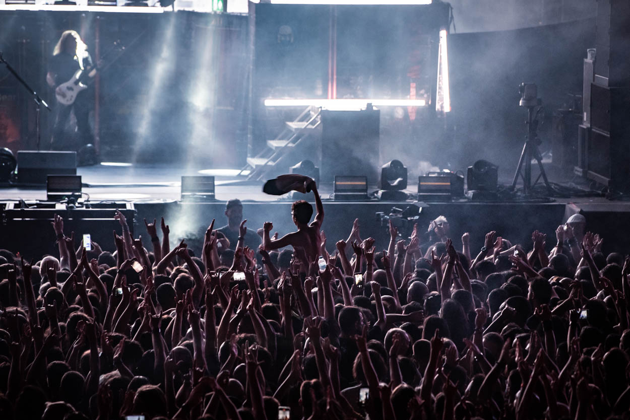 Photo of the stage and the audience at Judas Priest's show