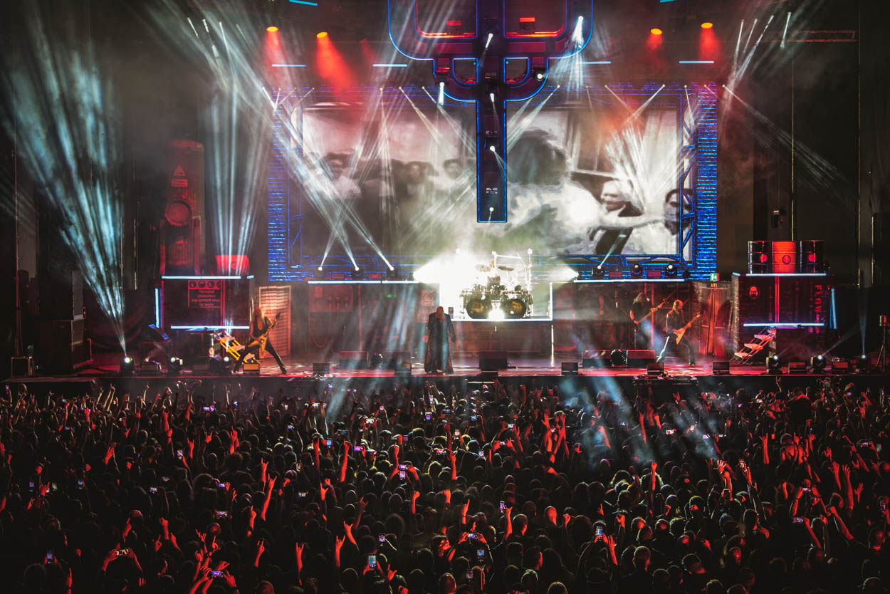 Photo of the stage and the audience at Judas Priest's show