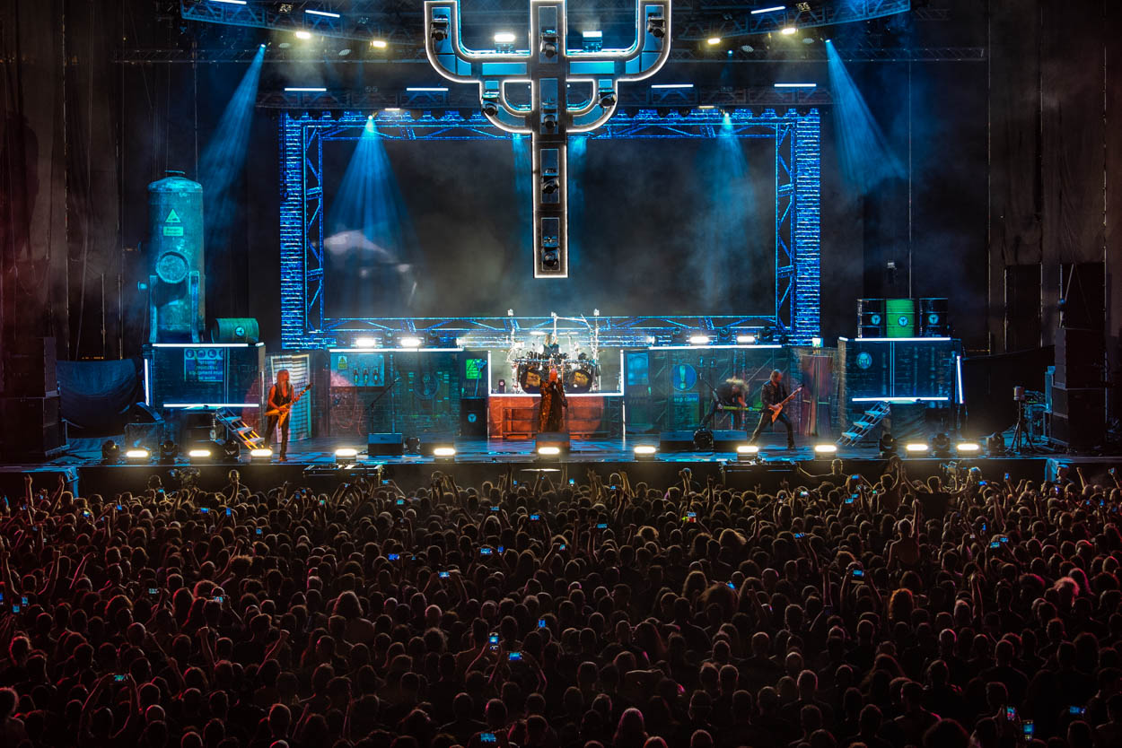 Photo of the stage and the audience at Judas Priest's show