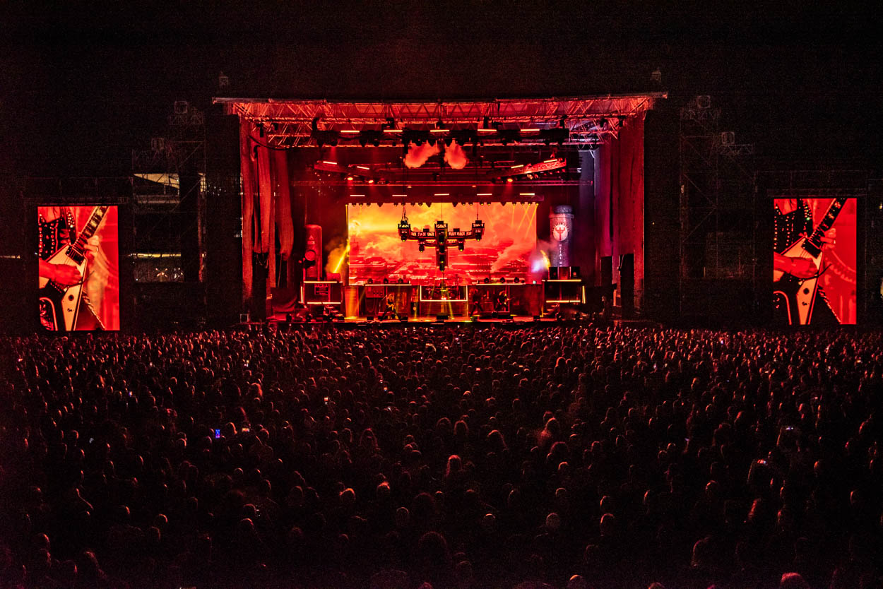 Photo of the stage and the audience at Judas Priest's show