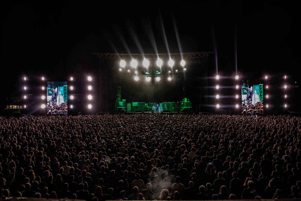 Photo of the stage and the audience at Judas Priest's show