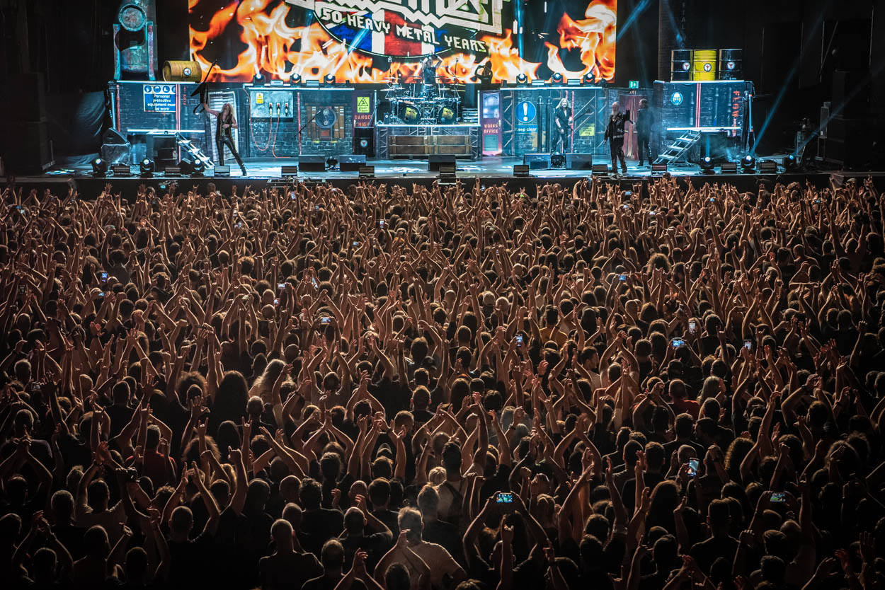Photo of the stage and the audience at Judas Priest's show