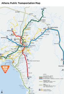 Athens transportation map 2023 orange logo