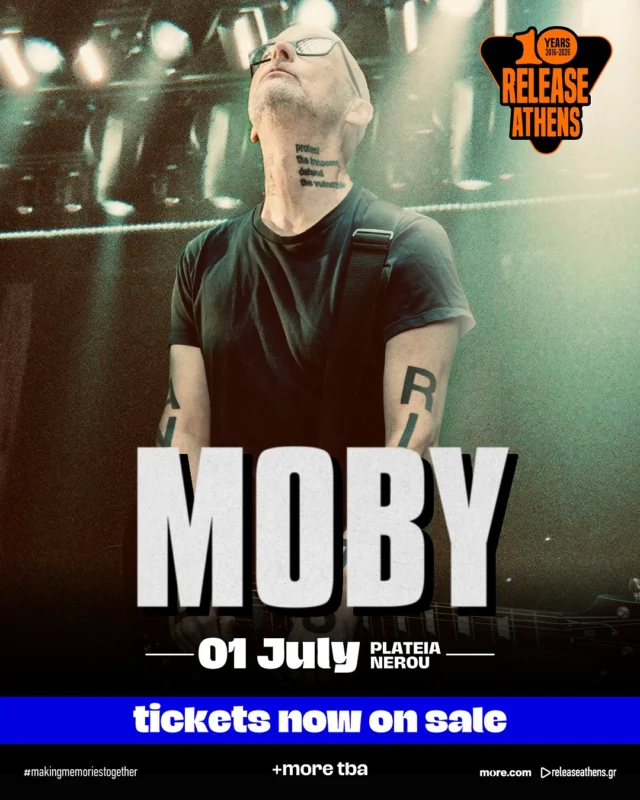 🔥Η διάθεση των εισιτηρίων για την εμφάνιση του @moby στην Πλατεία Νερού μόλις ξεκίνησε!

👉Ταυτόχρονα, γίνεται διαθέσιμη μια ειδική προσφορά για όσες & όσους επιθυμούν να παρακολουθήσουν & τις δύο αυτές ημέρες του φεστιβάλ με headliners τον Moby & τους Nick Cave & The Bad Seeds, προς 110€.

🚨UPGRADE ALERT: Αν είσαι ήδη κάτοχος εισιτήριου για την ημέρα του @nickcaveofficial, μπορείς, αν το επιθυμείς, να προχωρήσεις σε αναβάθμιση στην παραπάνω προσφορά. Απλά στείλε email στο support@releaseathens.gr με τίτλο “TICKET UPGRADE / NICK CAVE” & επισύναψε το εισιτήριό σου. 

⚠️ΠΡΟΣΟΧΗ!
Αποκλειστικός πάροχος εισιτηρίων του Release Athens Festival είναι η @more.com_greece & το δίκτυο συνεργατών της.

🙅‍♀️Μην προβείτε σε αγορά από οποιαδήποτε άλλη online υπηρεσία διάθεσης εισιτηρίων, κυρίως του εξωτερικού (όπως Viagogo/StubHub/Ticombo).

#releaseathens26 #moby #10yearsreleaseathens #10yearanniversary #makingmemoriestogether #naeisaiekei