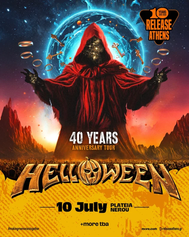 🎉10 ΧΡΟΝΙΑ RELEASE ATHENS🎉

🎃The Pumpkins are back!

⚡️Helloween return to Release Athens 2026 on July 10th!

💥Μετά την επική εμφάνισή τους στην ίδια σκηνή, το 2023, οι Γερμανοί πρωτοπόροι του power metal επιστρέφουν για ένα απολαυστικό show με όλες τις μεγάλες επιτυχίες τους!

🎫Η διάθεση των εισιτηρίων ξεκινάει την Πέμπτη 30 Οκτωβρίου στις 12:00.

🚨Παράλληλα, γίνεται διαθέσιμη μια ακόμα ειδική προσφορά του Release Athens 2026, για όσες και όσους επιθυμούν να παρακολουθήσουν δύο ημέρες του φεστιβάλ, επωφελούμενοι από μία σημαντική έκπτωση:

🤘Helloween & more tba (10/7, Πλατεία Νερού) + Sabaton, Savatage, Epica (25/7, Πλατεία Νερού) προς 90€.

#releaseathens26 #helloween #10yearsreleaseathens #10yearanniversary #makingmemoriestogether #naeisaiekei